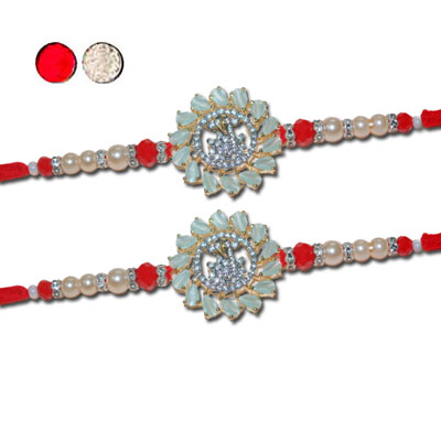 "AMERICAN DIAMOND (AD) RAKHIS -AD 4050 A- 009 (2 Rakhis) - Click here to View more details about this Product